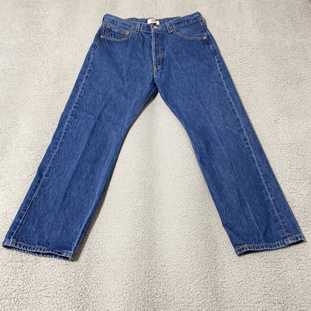 Vintage Levis 501 Jeans Mens 32x27 Blue Straight Button Dominican (Tag 34x30)